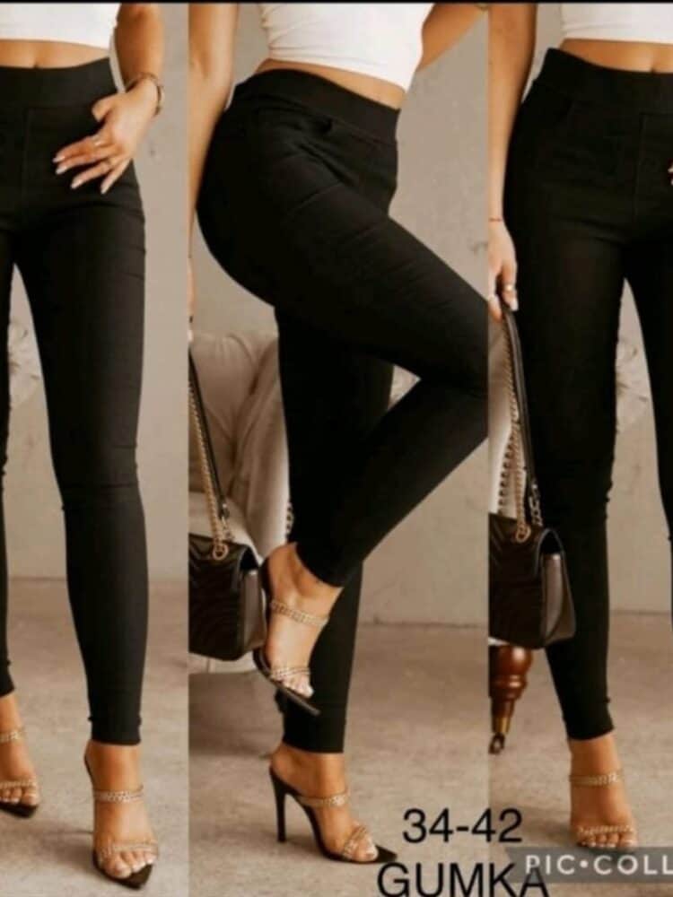 Jeans-like leggings, elasticated, black