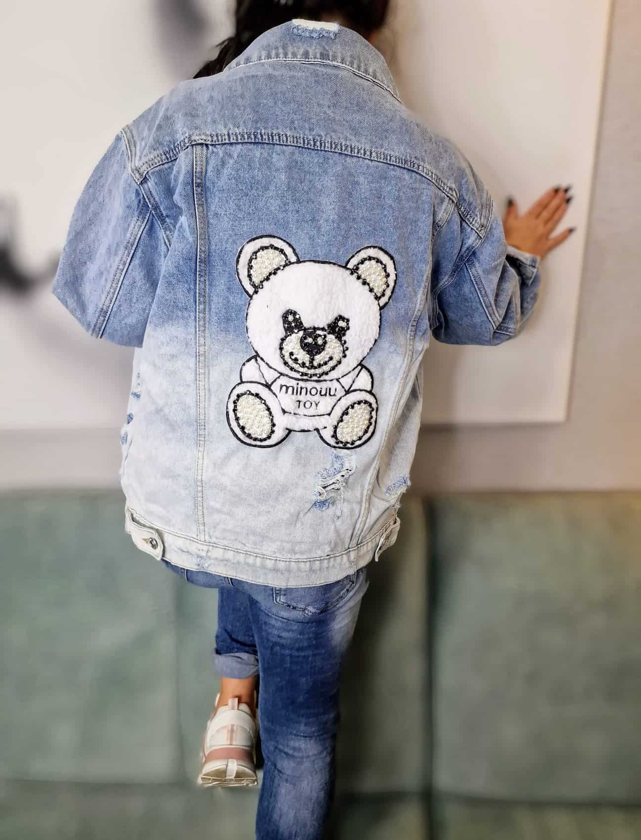 Denim ombre jackets with Teddy Bear - Polish Boutique UK / Polish Clothes