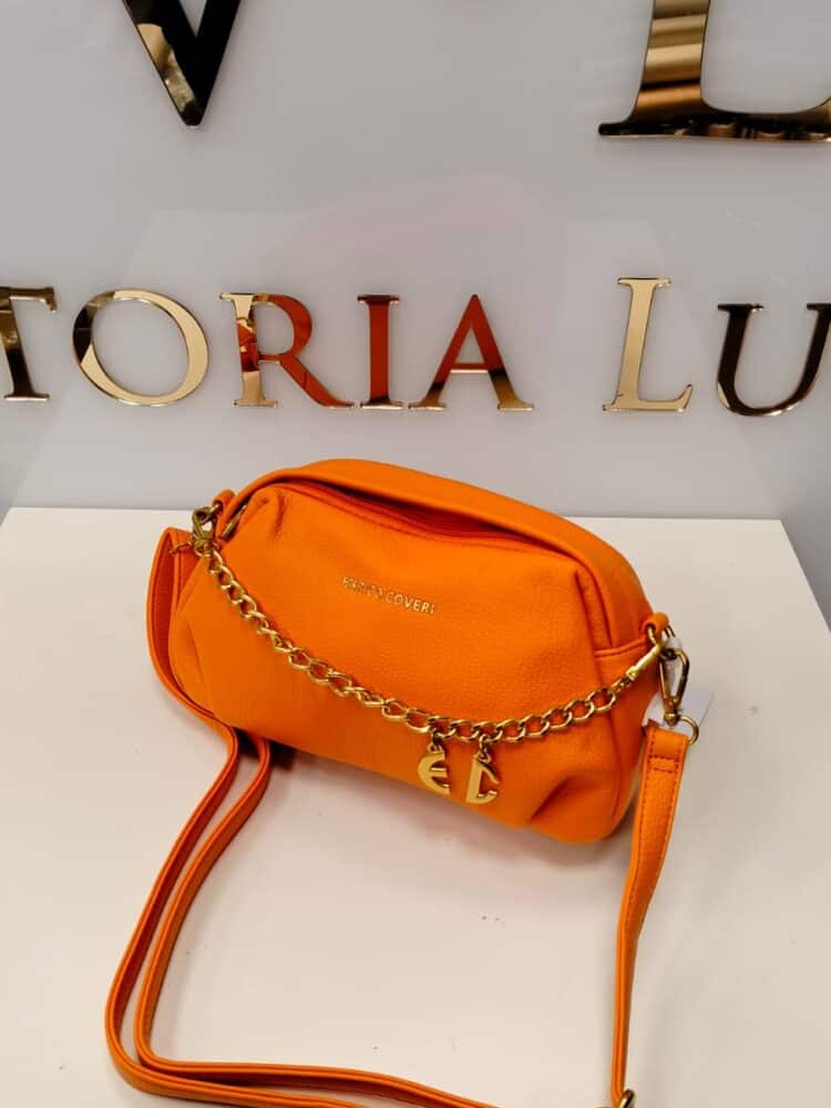 Small handbag trunk white and orange