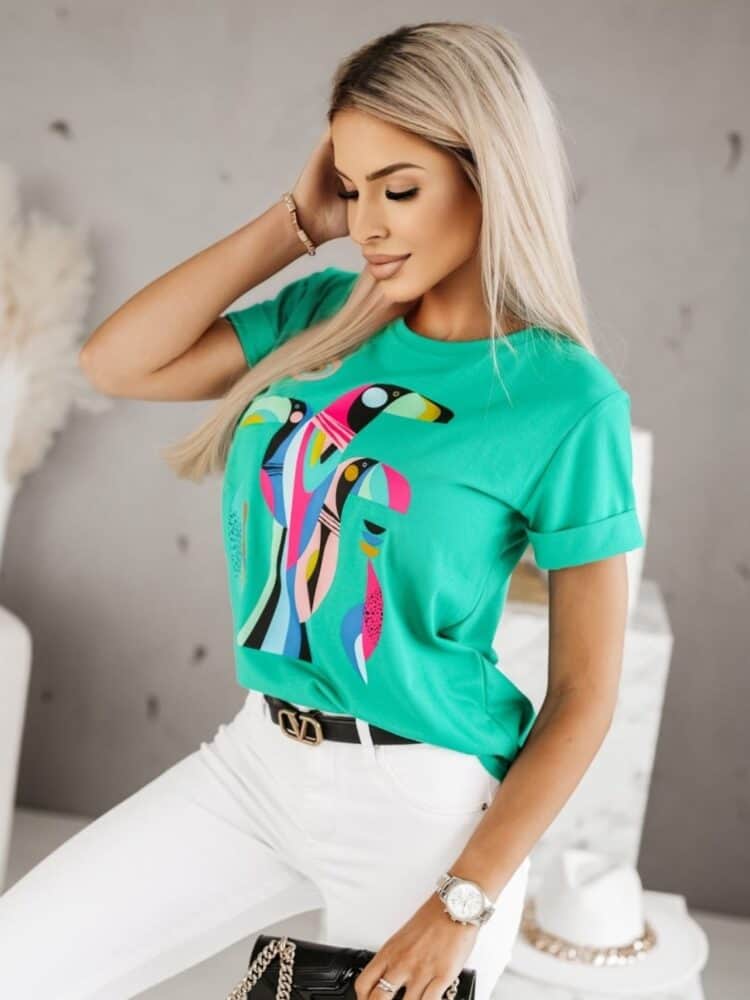 T Shirt Toucan white and green