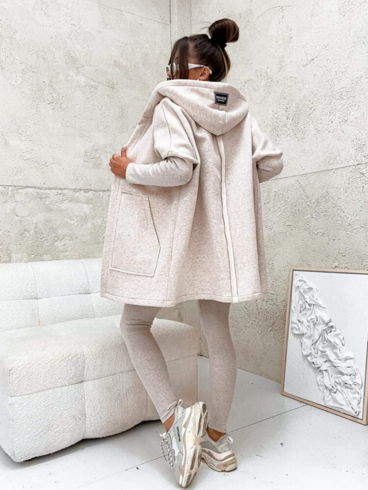 Warm sweatshirt like coat cardigan over size