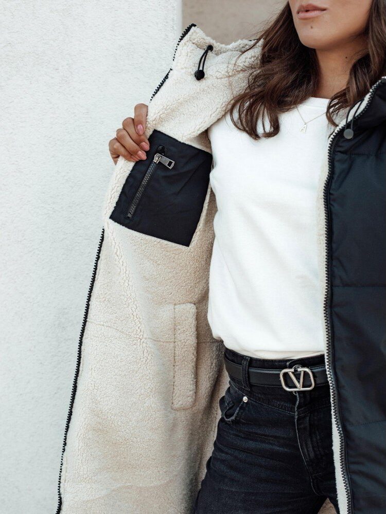 Double-sided black and beige waistcoat