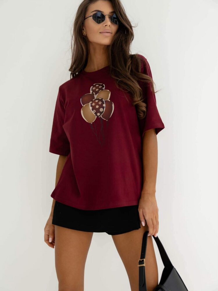 T shirt Balony bordo i czekolada