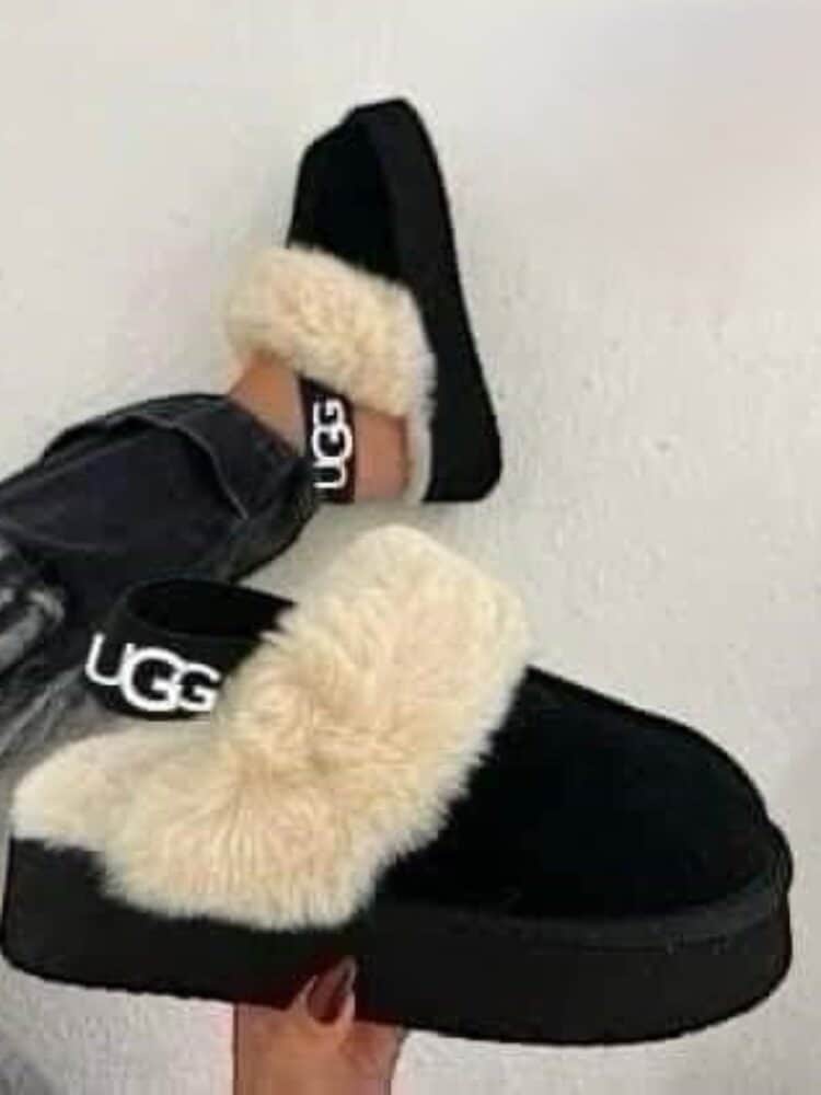 Boots with fur caramel and black