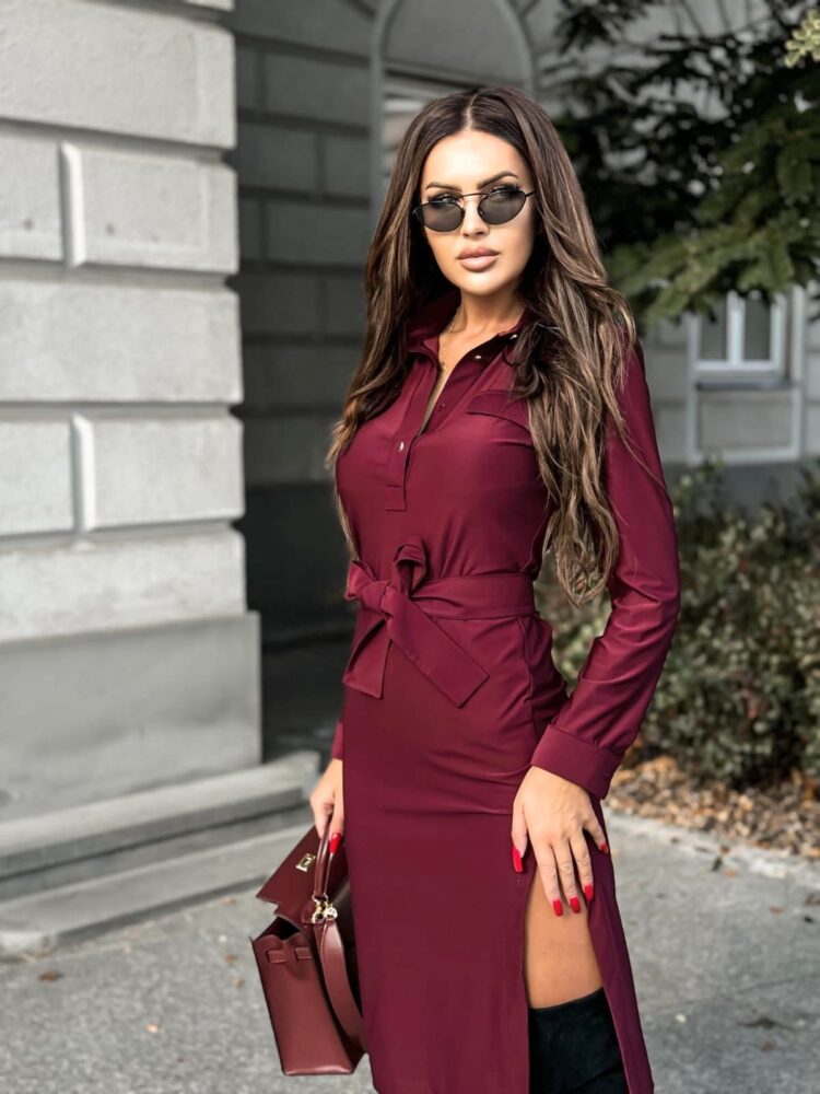 Maroon midi pencil dress