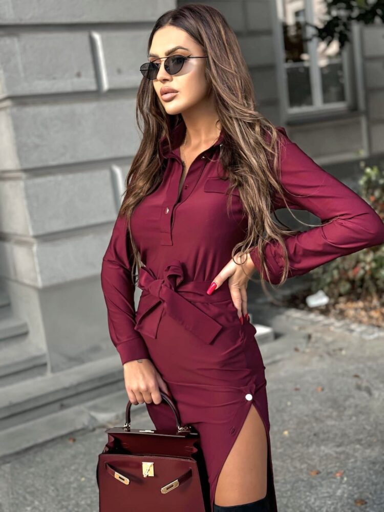 Maroon midi pencil dress