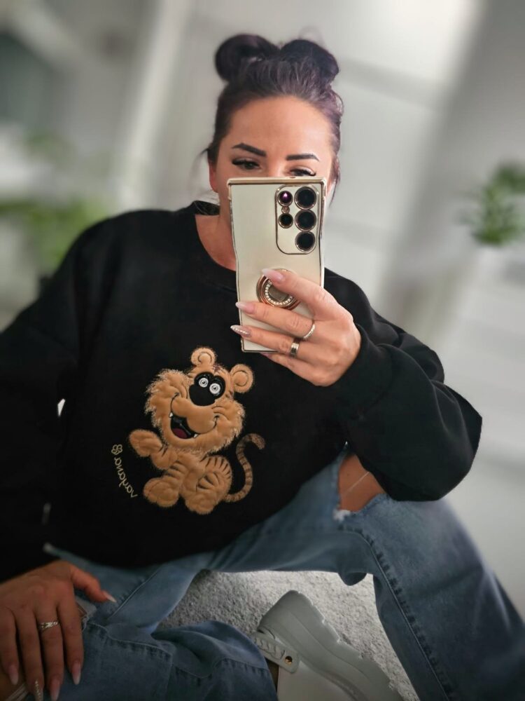 Insulated sweatshirts with 3D lion appliqué