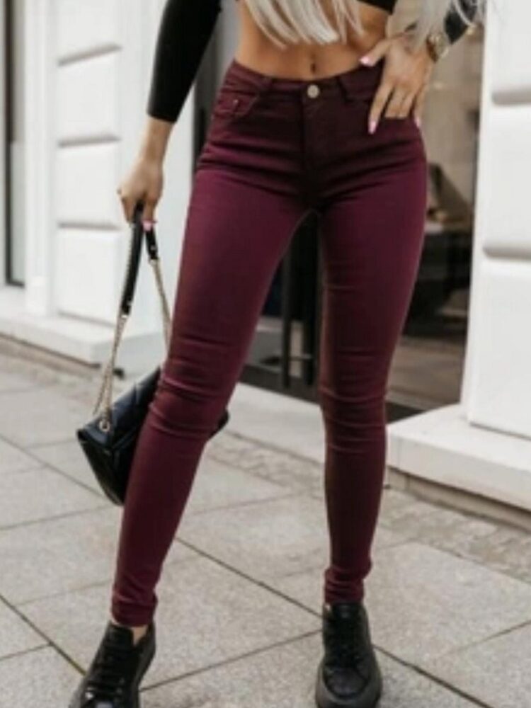 Maroon skinny jeans