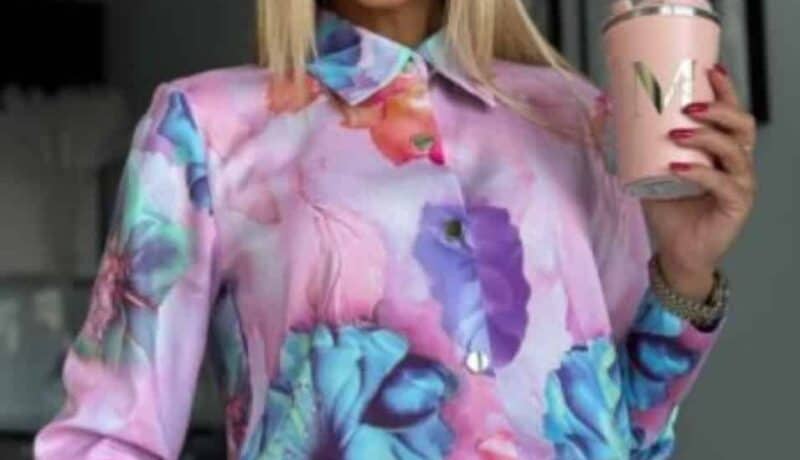 Violet floral shirt