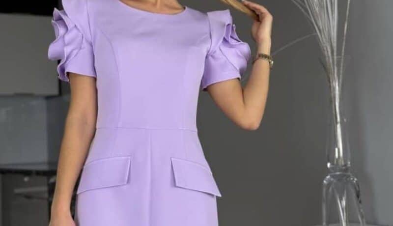 Classic dress decorative sleeves lilac