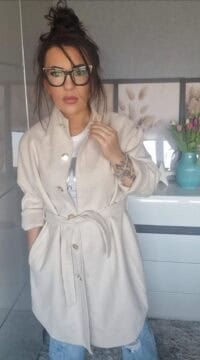 Flared coat with stand-up collar