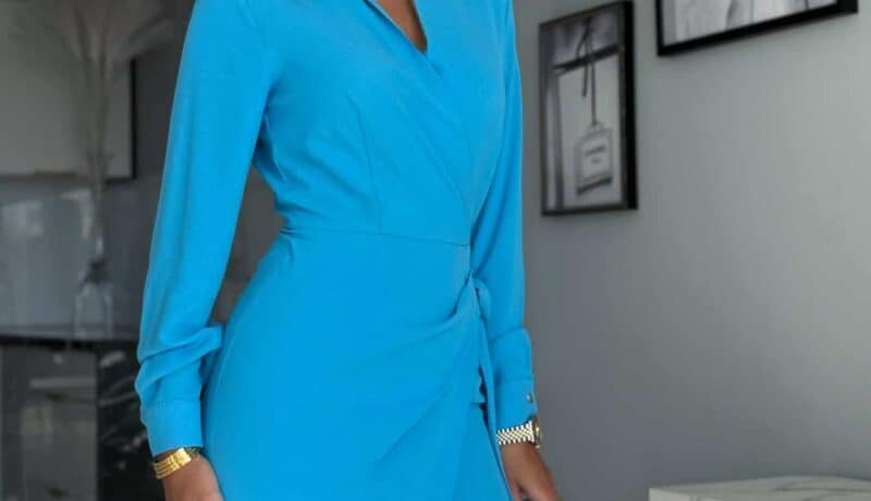 Asymmetrical envelope dress Azure