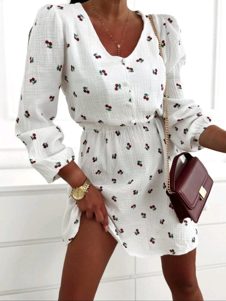Muslin dress cherries