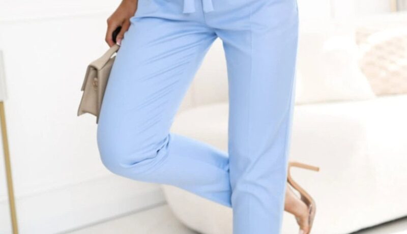Sporty chic trousers bow belt
