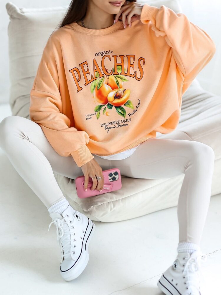 Bluza bawełna Brzoskwinie oversize