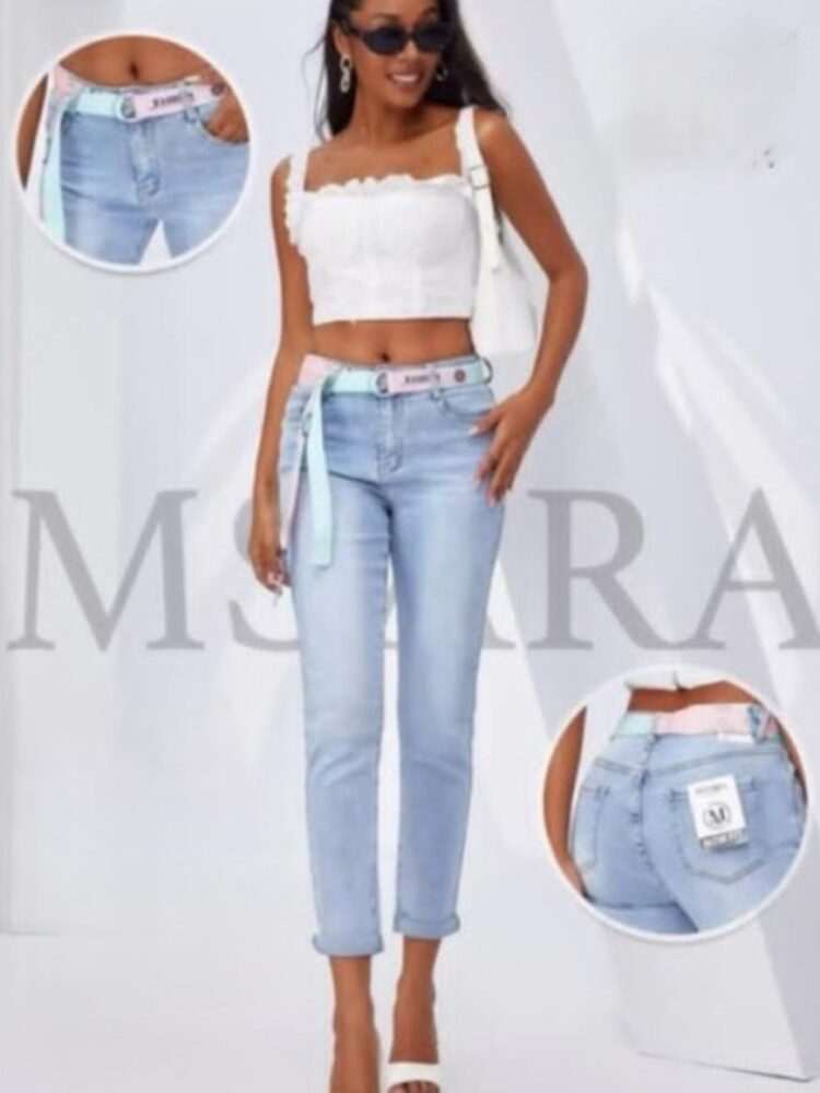 Jeansy Mom Fit super strecz M.Sara pasek