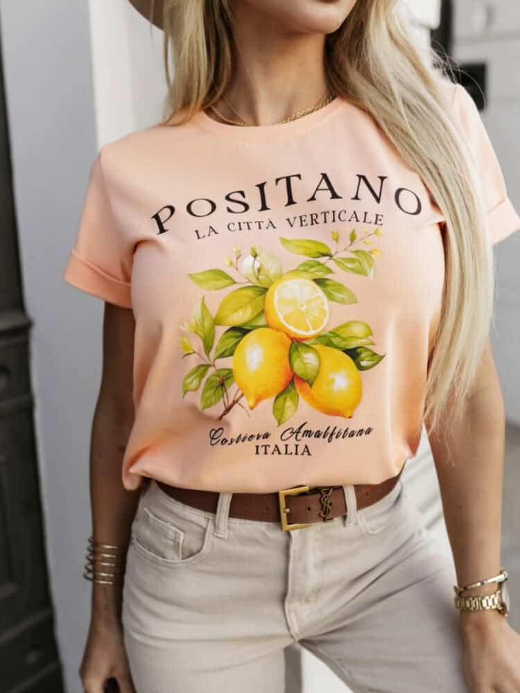 T shirt cytrynki biały morela niebieski granat - Image 2