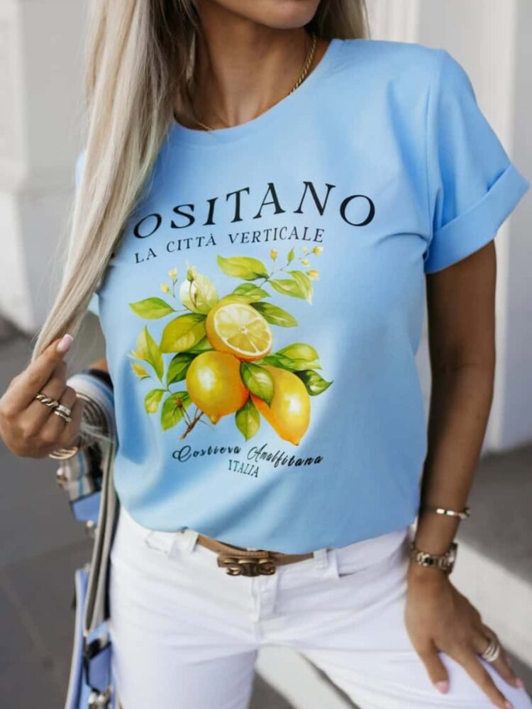 T shirt cytrynki biały morela niebieski granat - Image 5