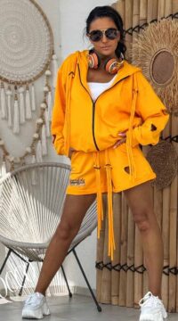 Heart set hoodie hoodie shorts Zocco orange