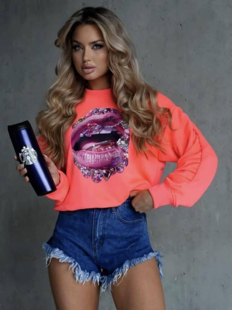 Sweatshirt crinkle sleeve Mouth Ola Bianka