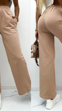 Cotton wide-leg sports trousers