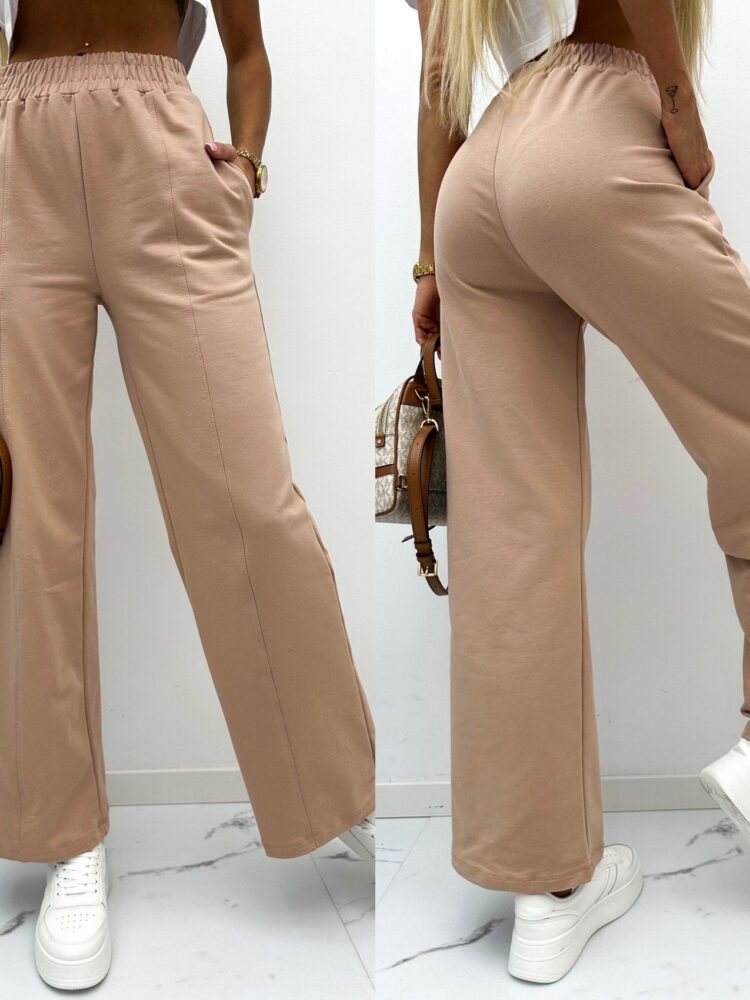 Cotton wide-leg sports trousers