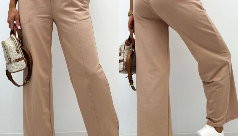 Cotton wide-leg sports trousers