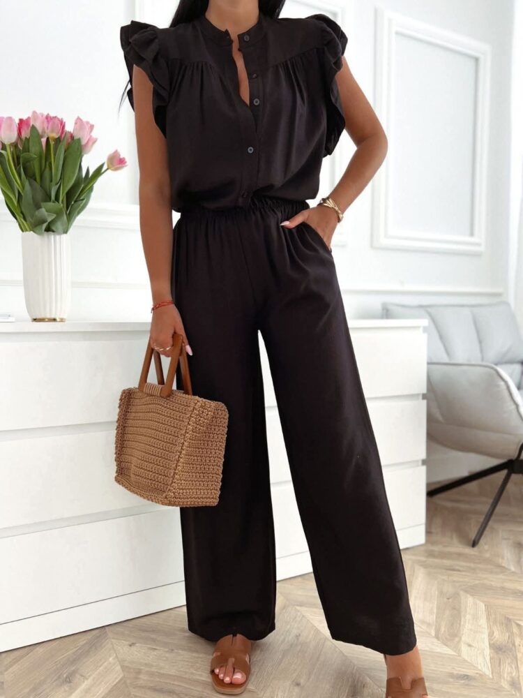 Airy viscose set of trousers and blouse
