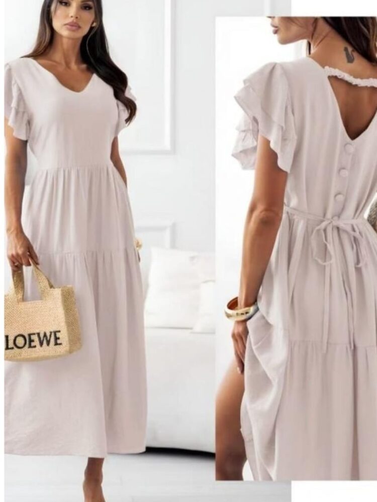 Viscose maxi dress adjustable waistband