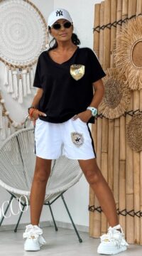 Shorts and t shirt set Zocco black and white