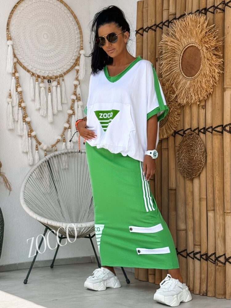 Skirt and blouse set Zocco green
