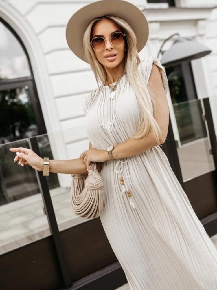 Pleated midi dress