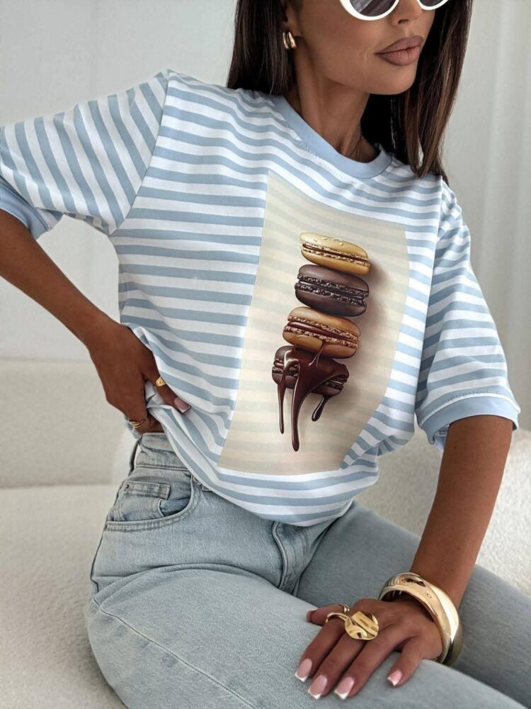Striped T-shirt Macaroni fango blue