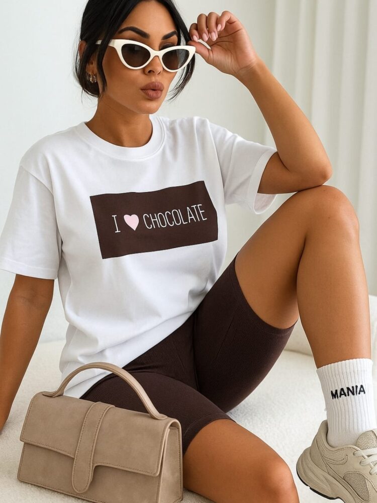 T shirt I love Chocolate white
