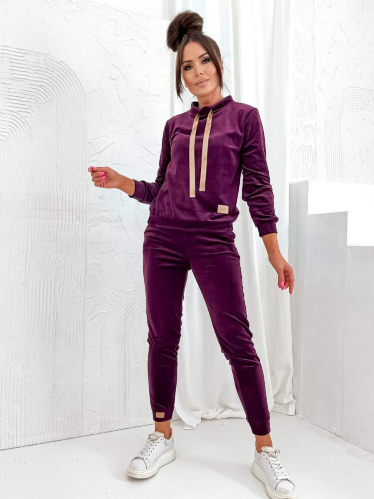 Velour tracksuit sets plum