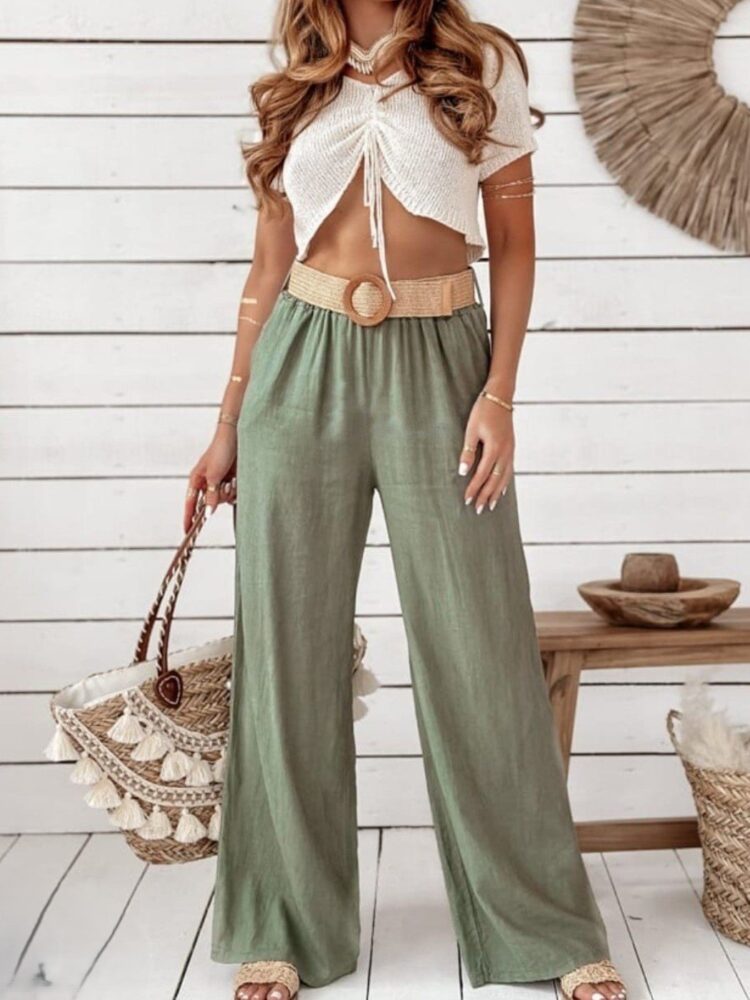 Trousers with belt viscose