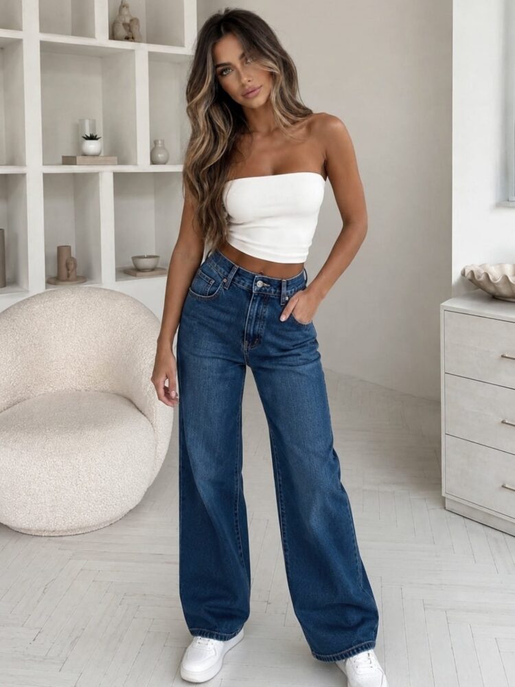 Jeansy szwedy granat stylizowane na Levis