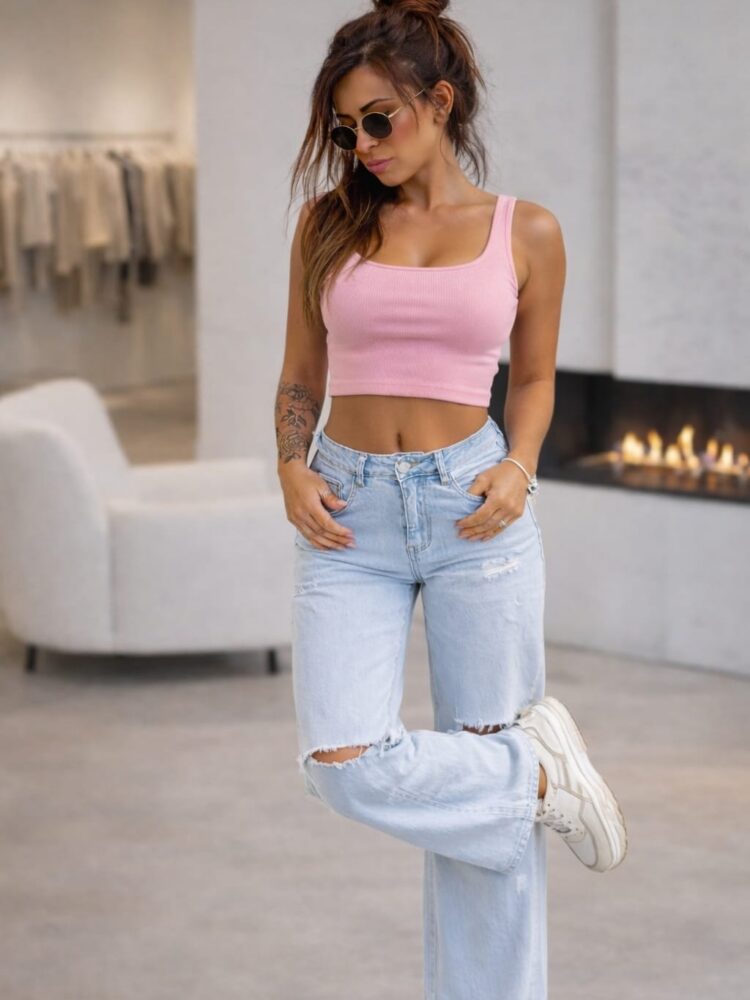 Jeansy jasny jeans dziury wide leg stylizowane Levis
