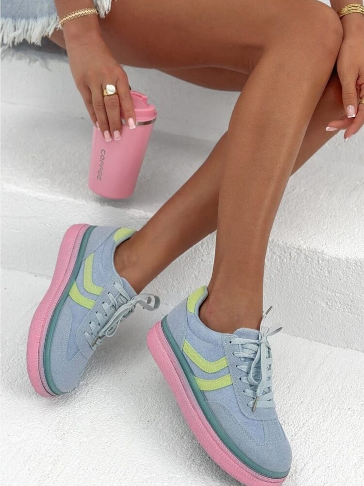 Sneakersy zamszowe kolorowe wstawki