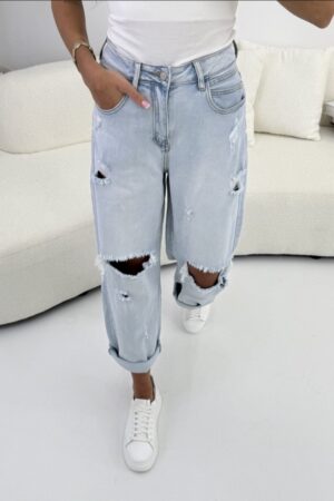 Jeansy street wear z dziurami Push up