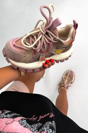 Sneakersy damskie chunky skóra fiolet