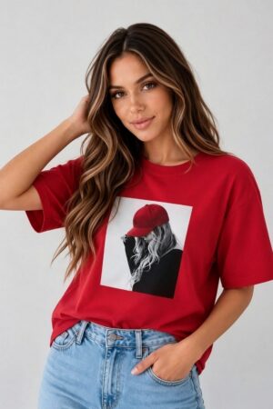 T-shirt damski z nadrukiem groszki