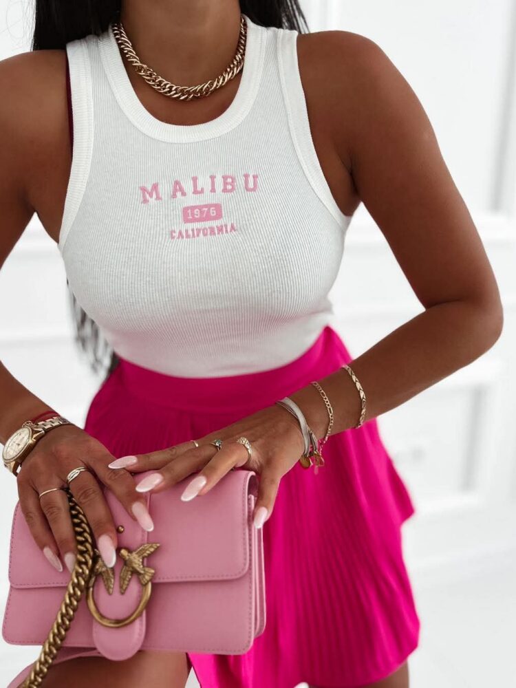 Top bawełna prążek Malibu biały