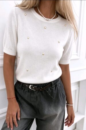 Sweter basic z serduszkami