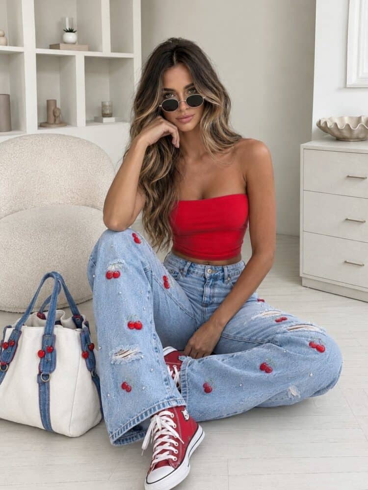 Jeans Cherry zirconia