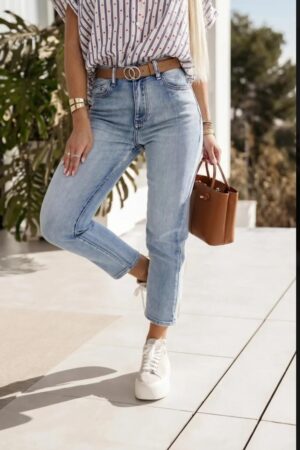 Boyfriend jeans kontrastowa kieszeń
