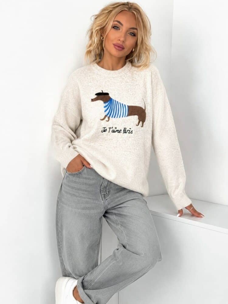 Embroidered dachshund jumper