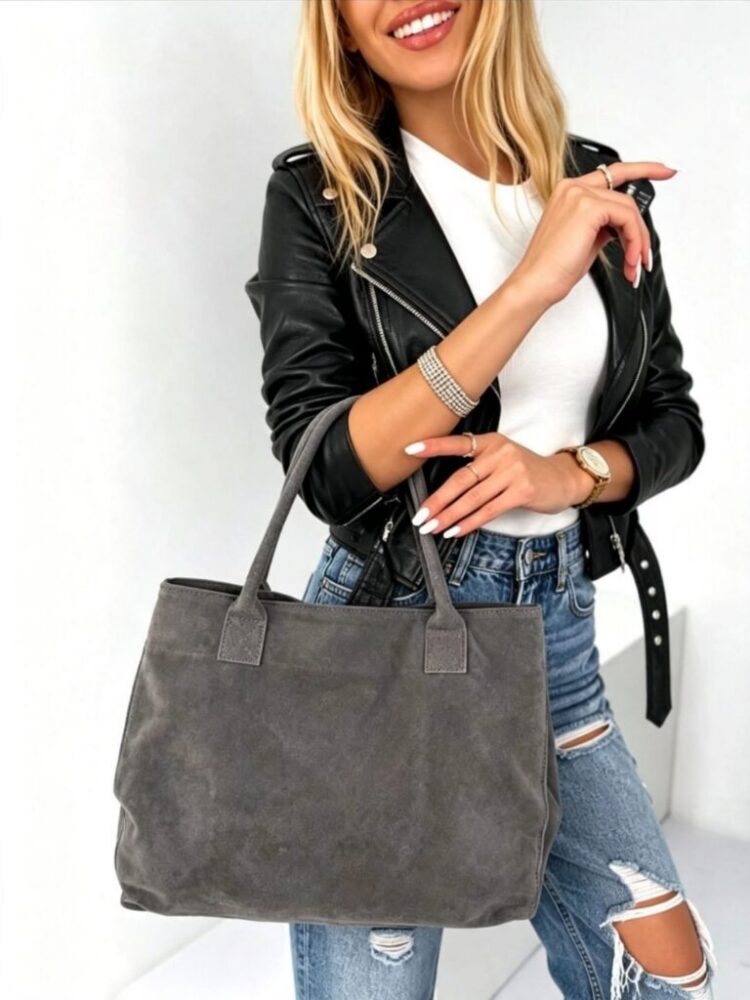 Leather shopper bag