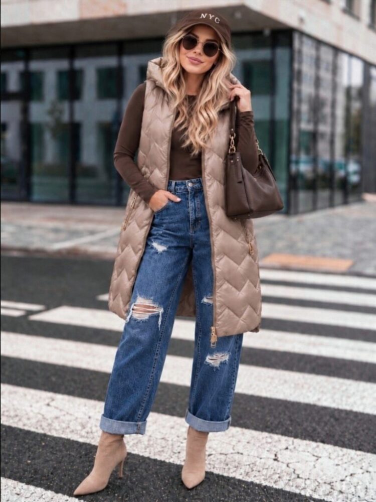 Long hooded waistcoat