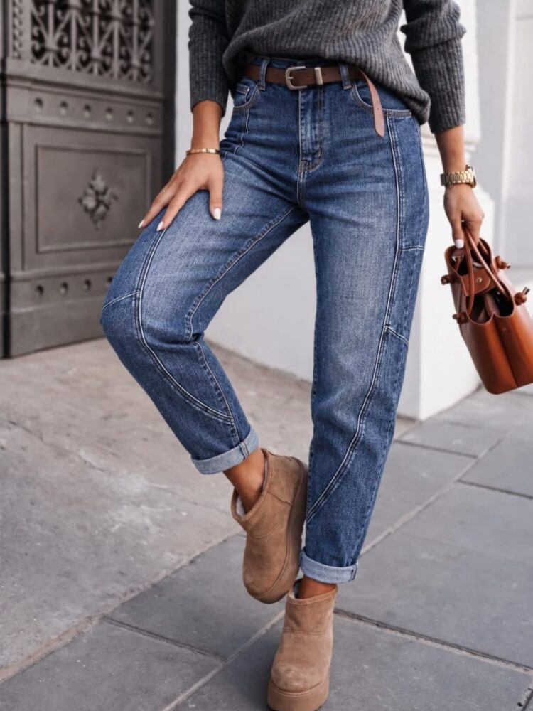 Boyfriend jeans strecz przeszycia
